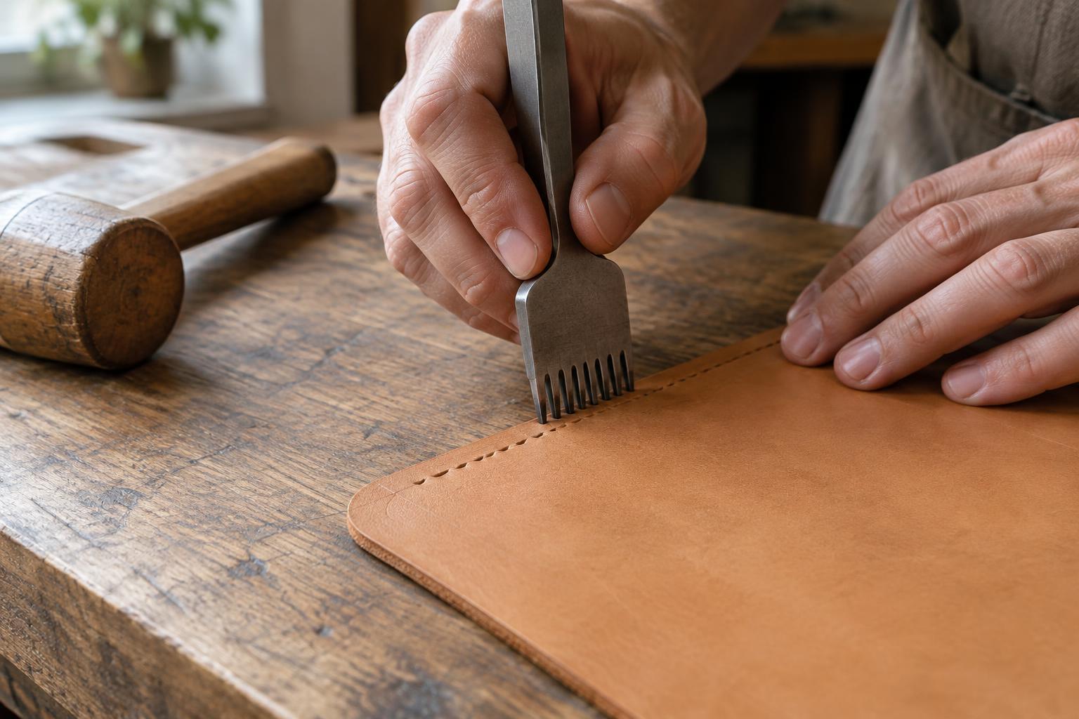 Using Pricking Irons for Consistent Leather Stitch Spacing