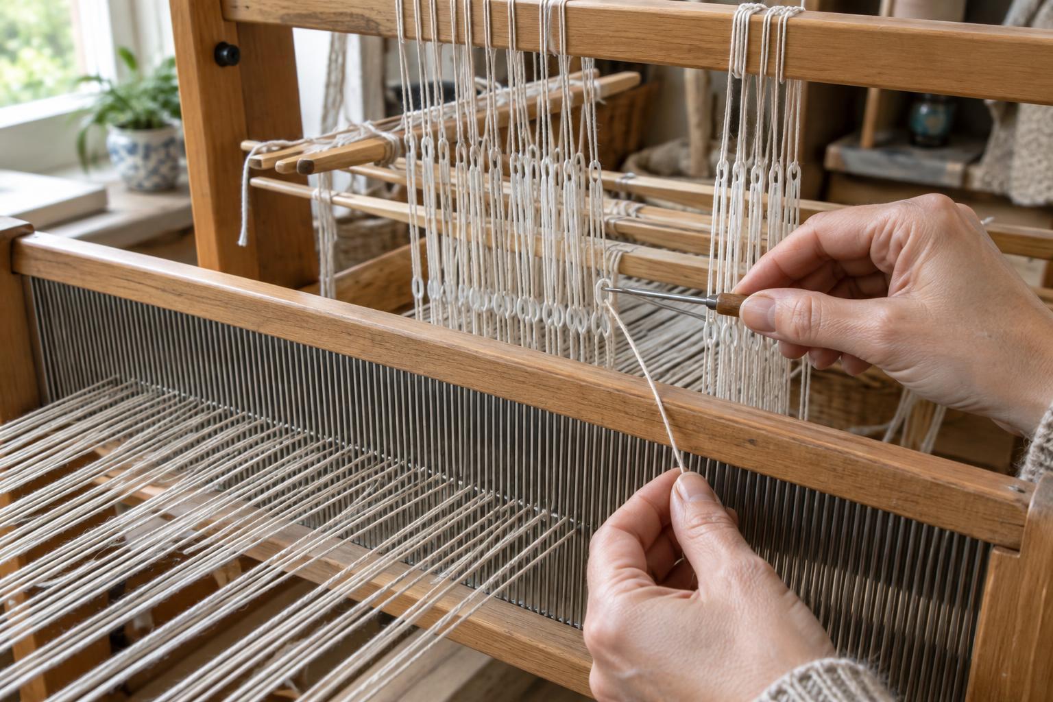 Threading Heddles and Sleying a Reed on a Simple Loom